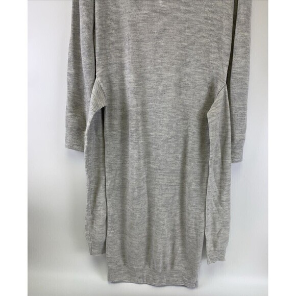 Modern Citizen Long Sleeve Sweater Dress Gray Bodycon Tie Waist Midi Ribbed Med - Picture 5 of 15